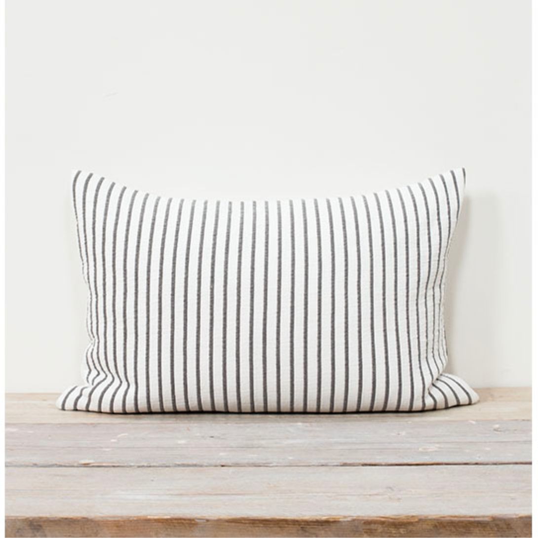 Hikari Grey and White Striped Cushion 40x60cm