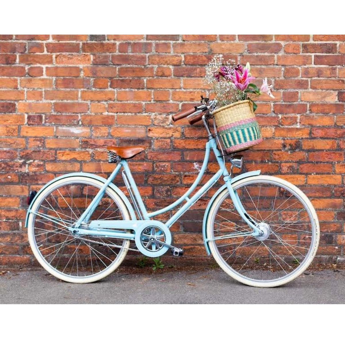 Apana Handcrafted Pink/Turquoise Bike Basket