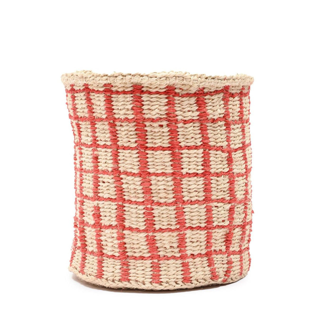 Sahihi Red Check Woven Storage Basket