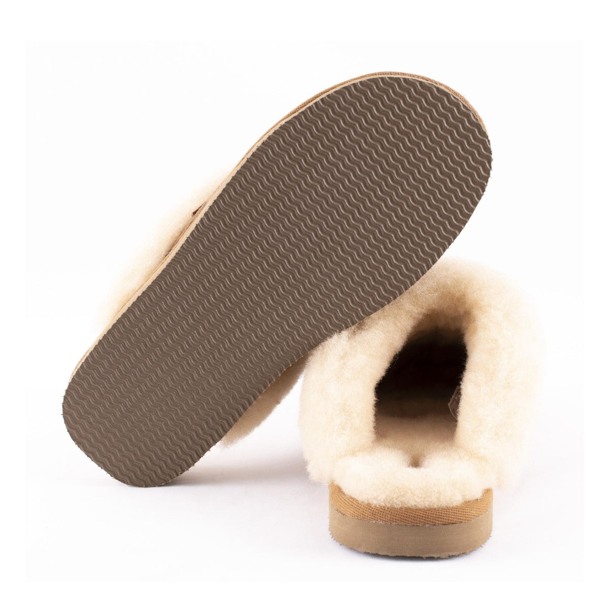 Shepherd of Sweden Sheepskin Slippers in leopard print. Available to buy from our UK independent store  Seen from underside