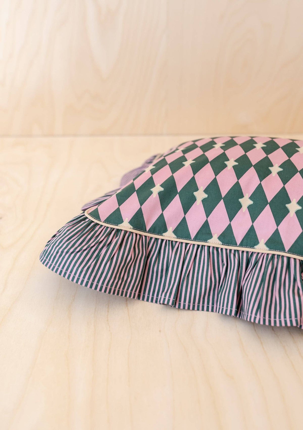 Cotton Cushion Cover in Pink Harlequin