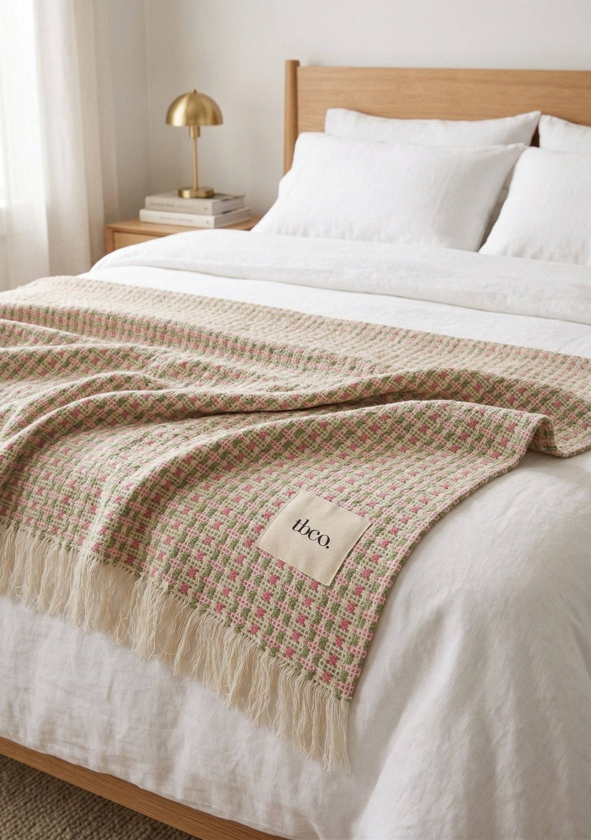 Cotton Throw in Rose Geometric