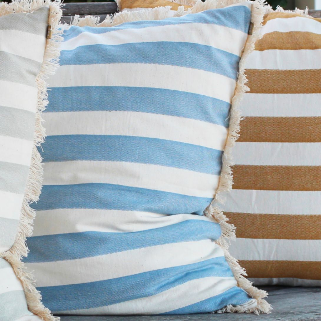 Bold Stripe Cushion Blue 60x60cm