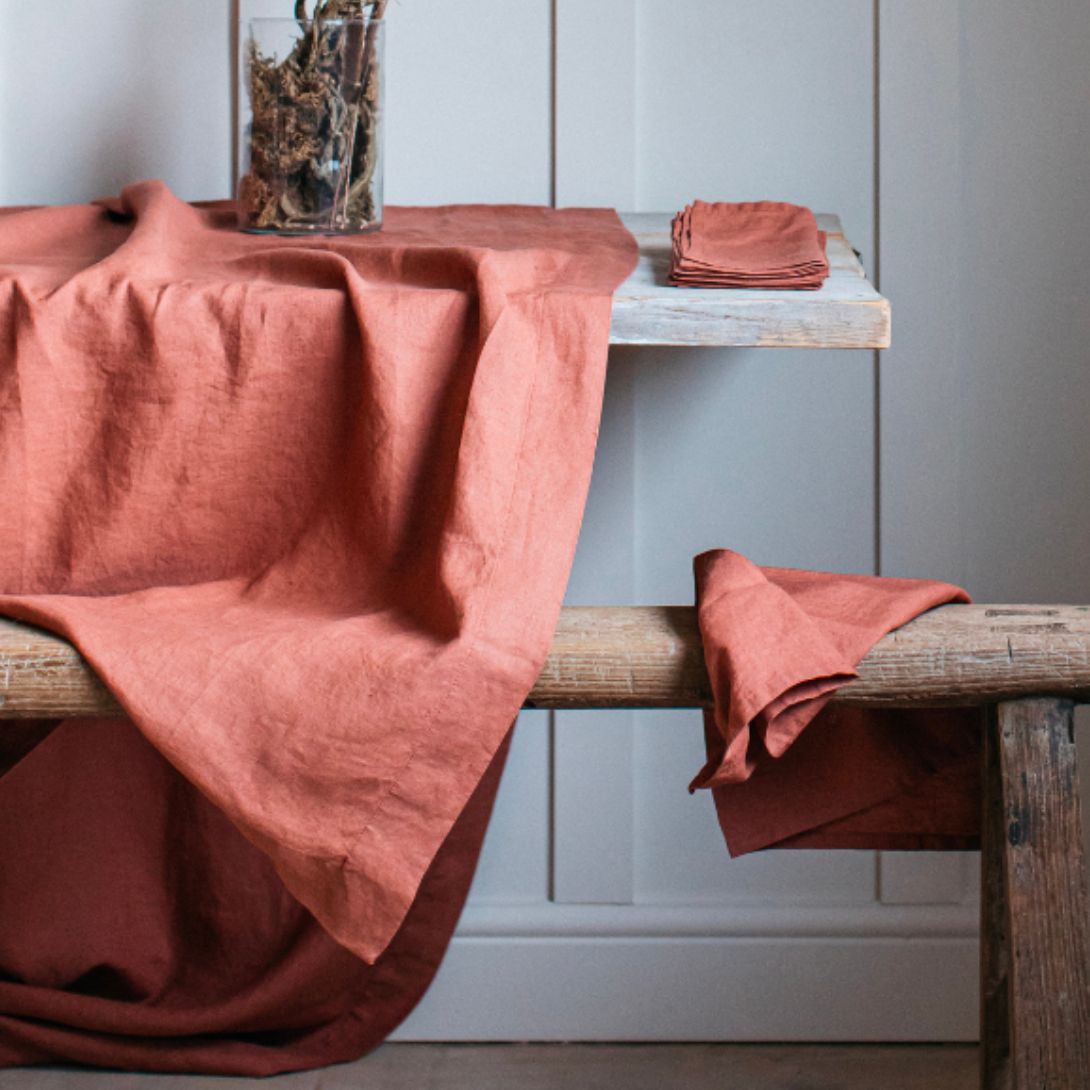 Linen Tablecloth Copper 140x230cm