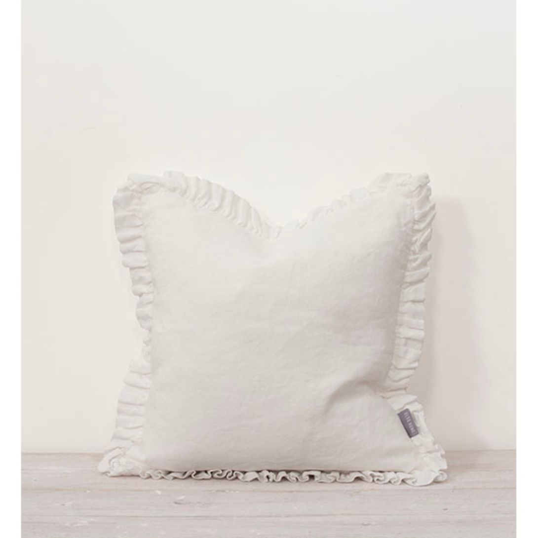 Oli Linen Ruffle Cushion White 40x40cm