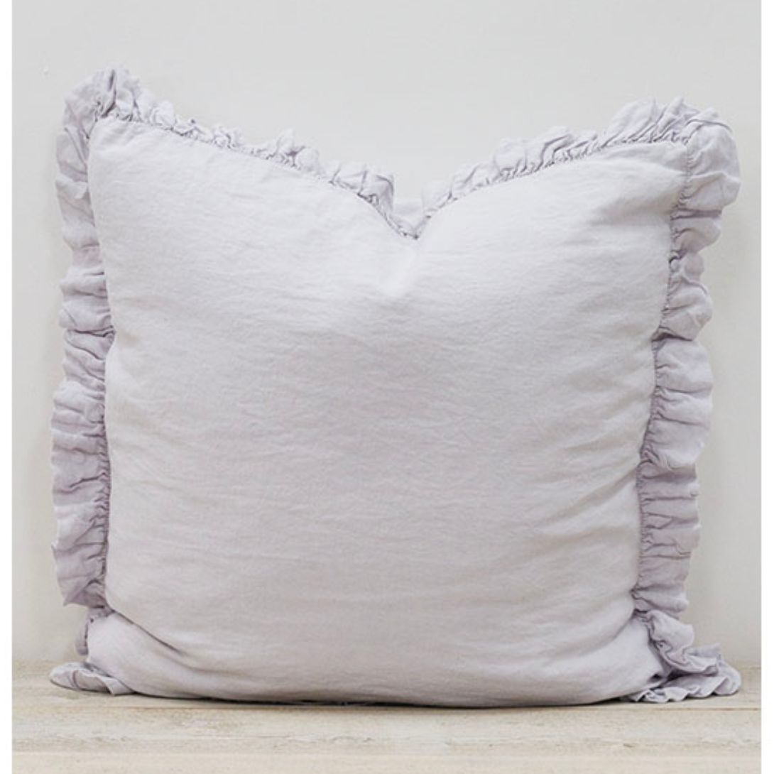 Olivia Linen Ruffle Cushion Silver Grey 65x65cm