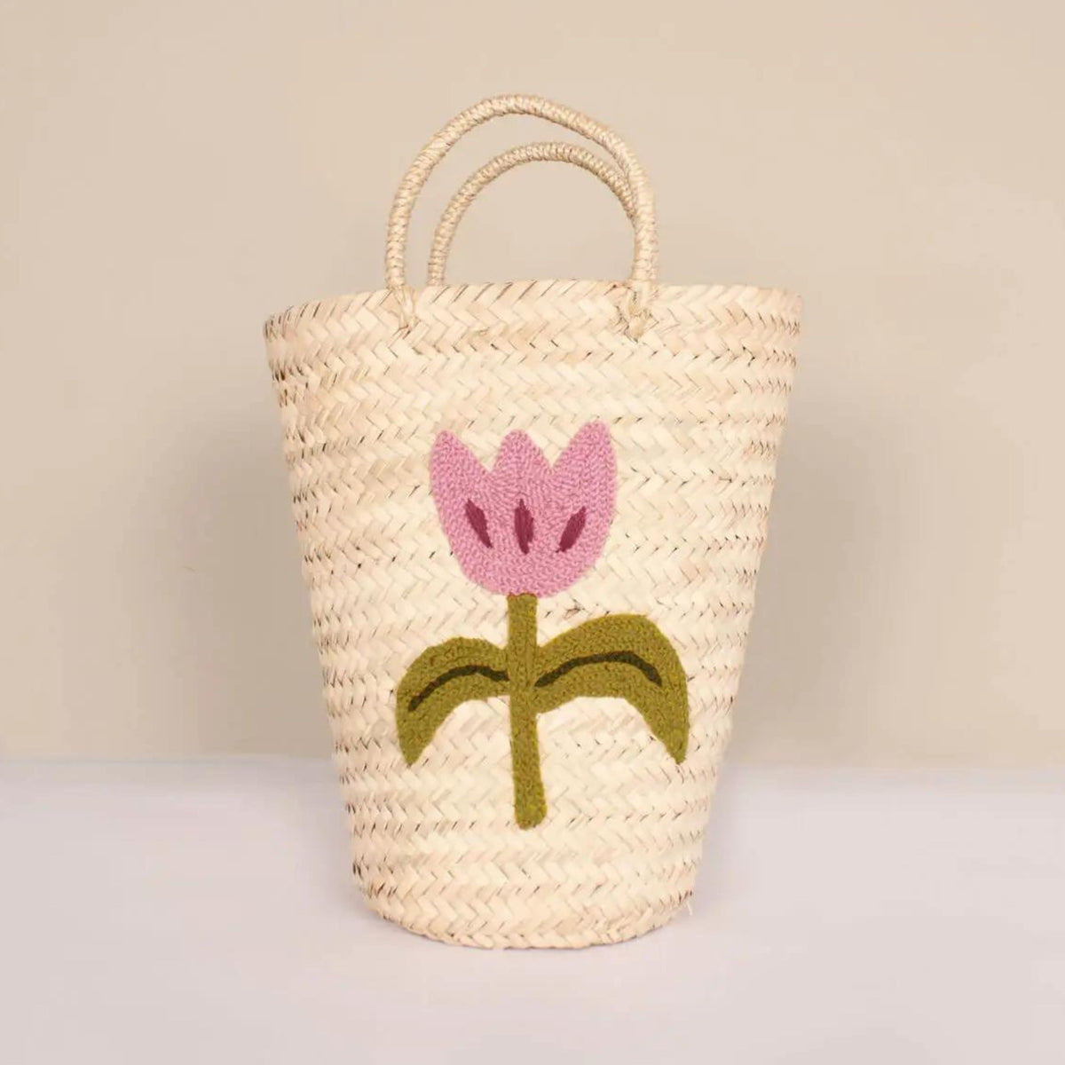 Hand Embroidered Tulip Basket