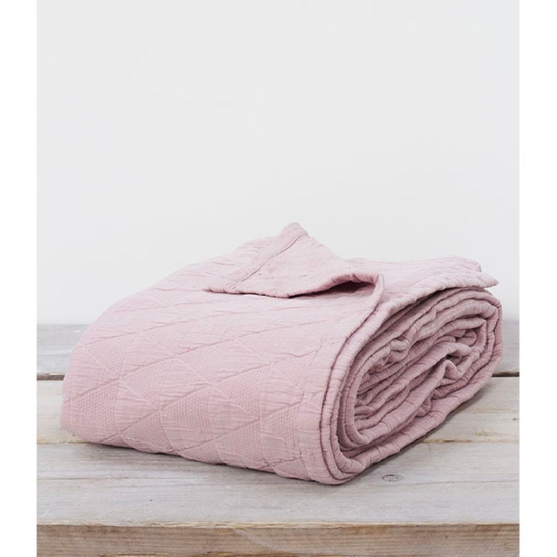 Stockholm Textured Bedspread Blush Pink 220x230cm