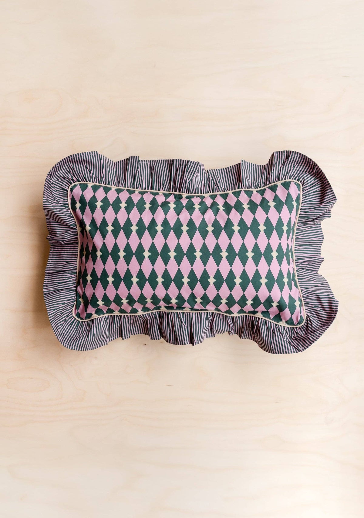 Cotton Cushion Cover in Pink Harlequin