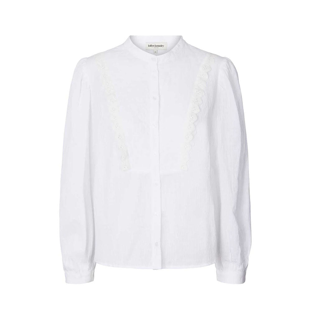Pearl Embroidered Shirt Pale Cream