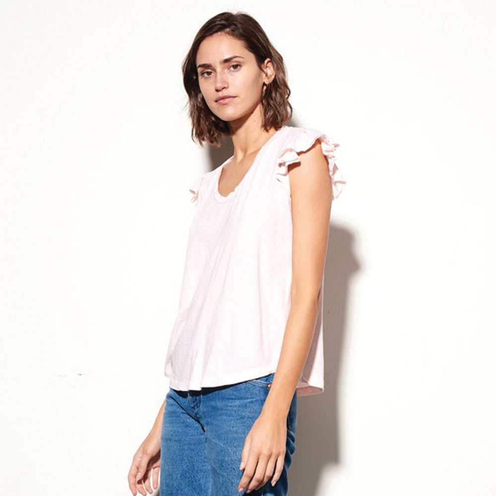 Sundry Ruffle Sleeve T-shirt Pink Sundry, - Stripes Fashion and Beauty